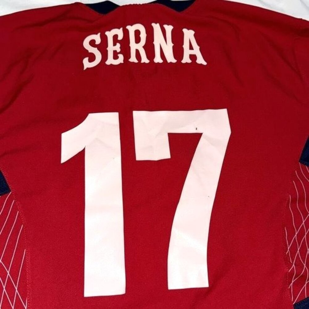 Nike Team USA Red Soccer Jersey Serna #17 Mens L Polyester Made In El Salvador - Picture 9 of 11